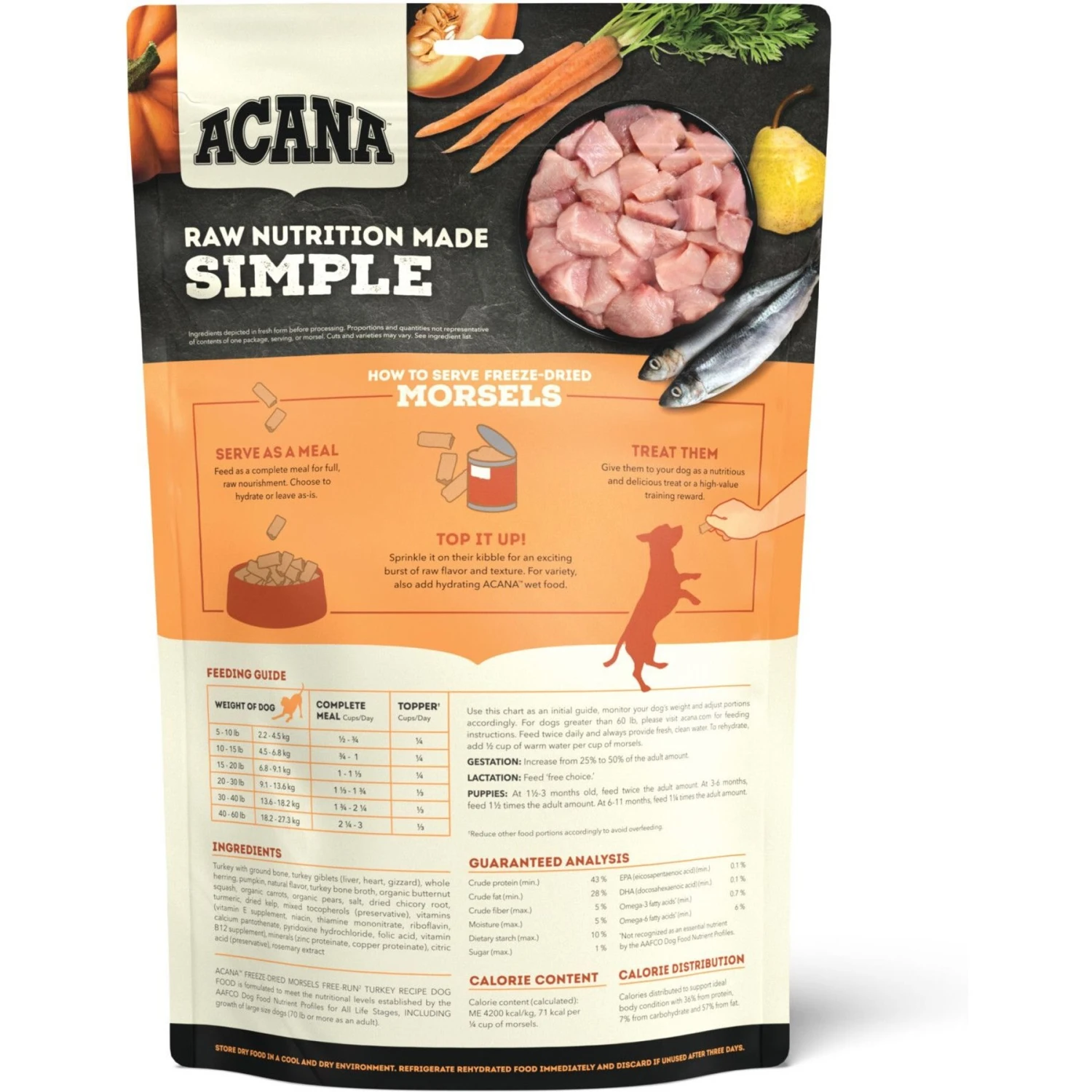 ACANA Free-Run Turkey Recipe Morsels Grain-Free Freeze-Dried Dog Food & Topper, 8-oz Bag 5 ACANA Free-Run Turkey Recipe Morsels Grain-Free Freeze-Dried Dog Food & Topper, 8-oz Bag - Image 3