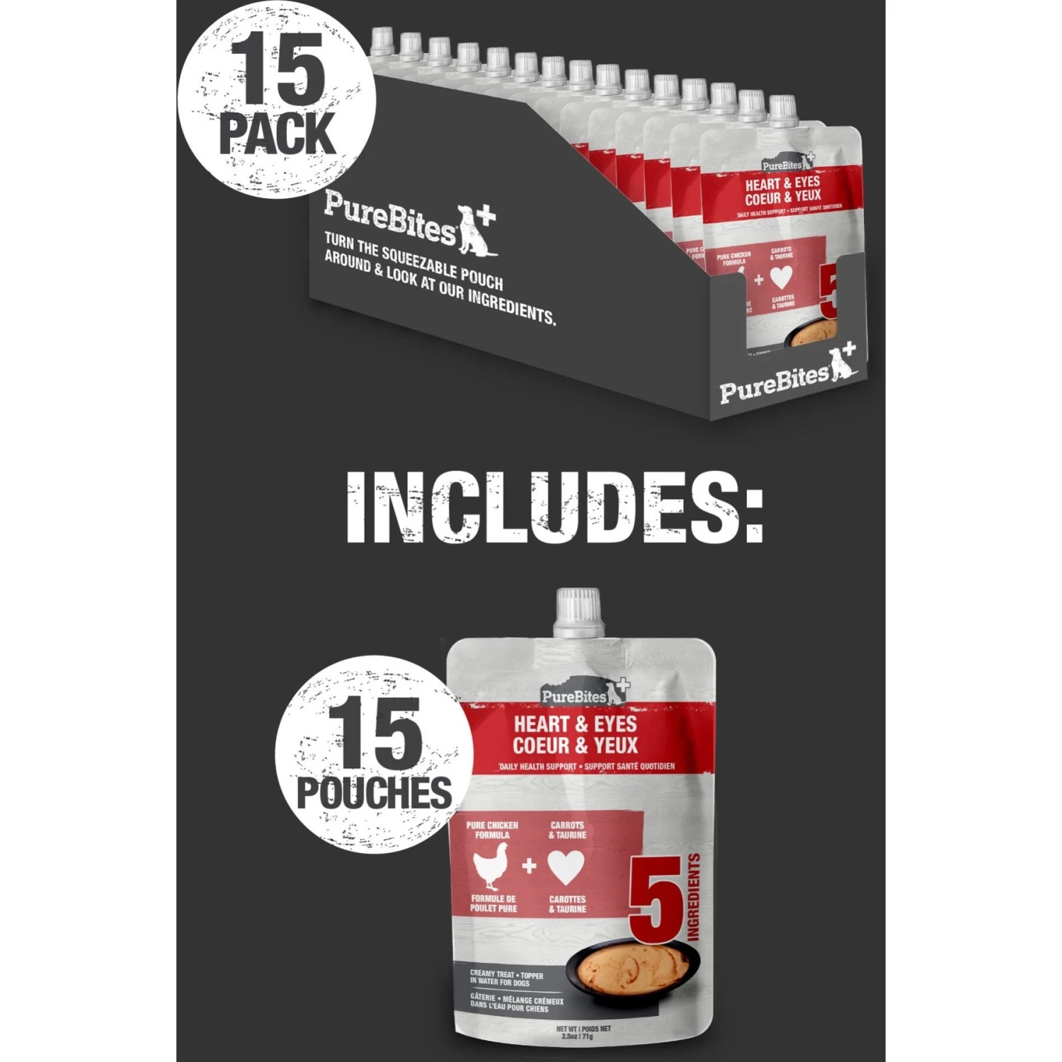 PureBites Plus Squeezables- Heart & Eyes Dog Food Toppings 8 PureBites Plus Squeezables- Heart & Eyes Dog Food Toppings - Image 6