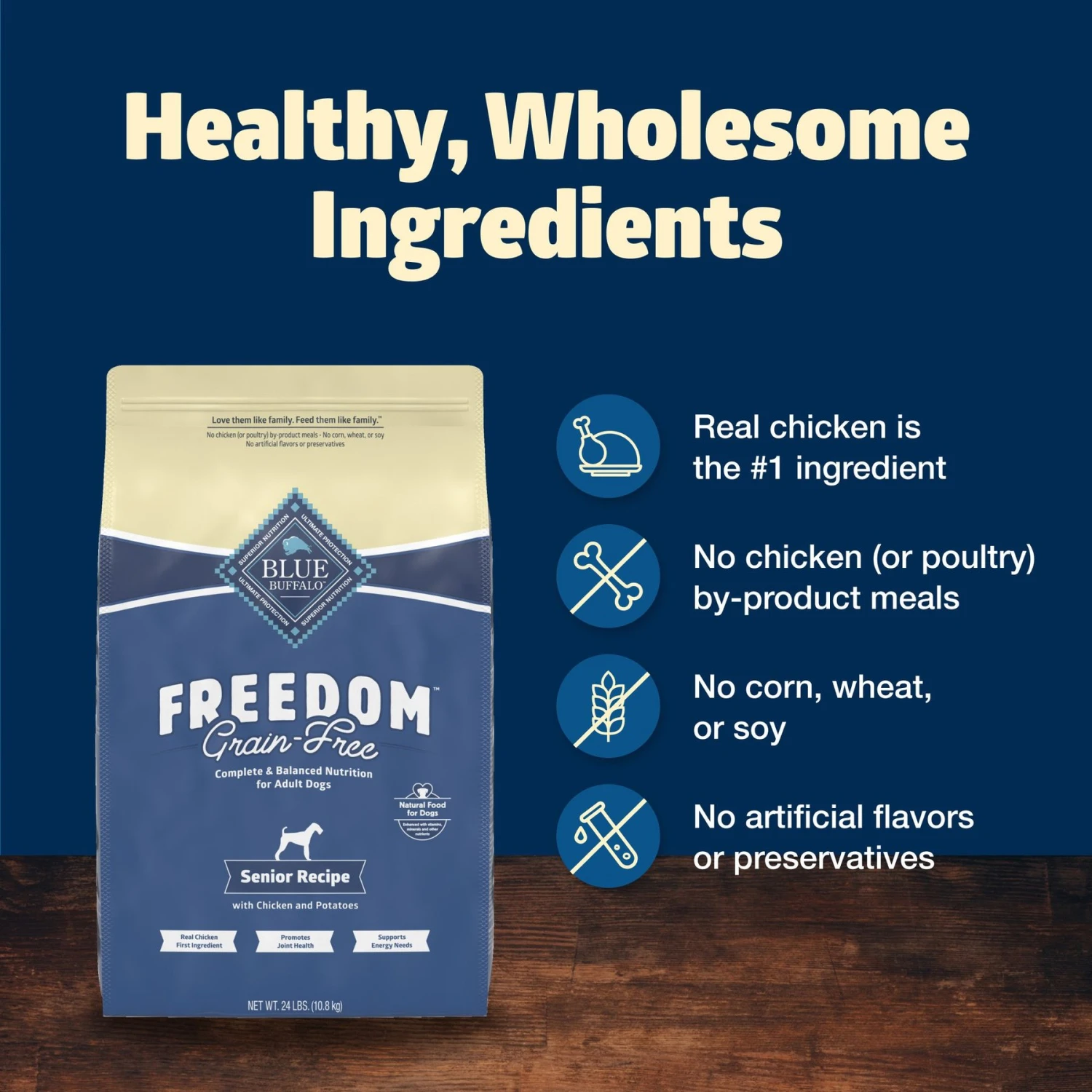 Blue Buffalo Freedom Senior Chicken Recipe Grain-Free Dry Dog Food 7 Blue Buffalo Freedom Senior Chicken Recipe Grain-Free Dry Dog Food - Image 5