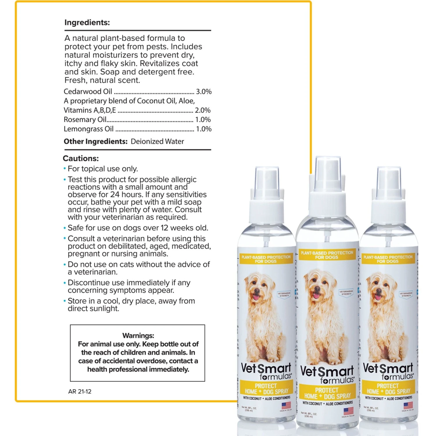 VetSmart Formulas Protect Home & Dog Spray, 8-oz Bottle, 3 Count 7 VetSmart Formulas Protect Home & Dog Spray, 8-oz Bottle, 3 Count - Image 5