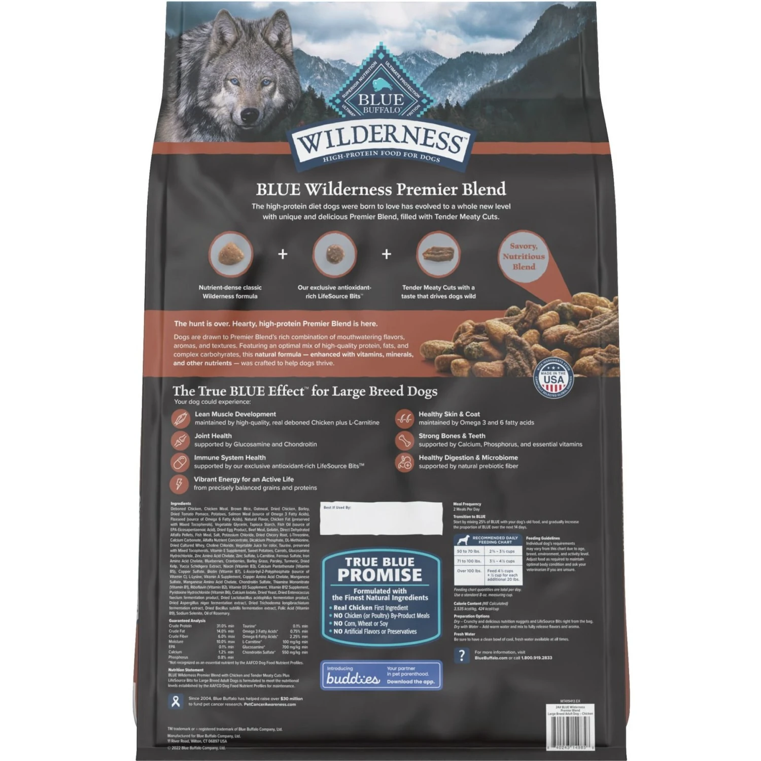 Blue Buffalo Blue Wilderness Premier Blend With Meaty Cuts Chicken Large Breed Adult Dry Dog Food, 24-lb Bag 4 Blue Buffalo Blue Wilderness Premier Blend With Meaty Cuts Chicken Large Breed Adult Dry Dog Food, 24-lb Bag - Image 2