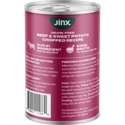 Jinx Beef & Sweet Potato Chopped Recipe Grain-Free Wet Dog Food, 13-oz Can, Case Of 12 -Snuggle Paws 765630 PT3. AC SS1800 V1675201410