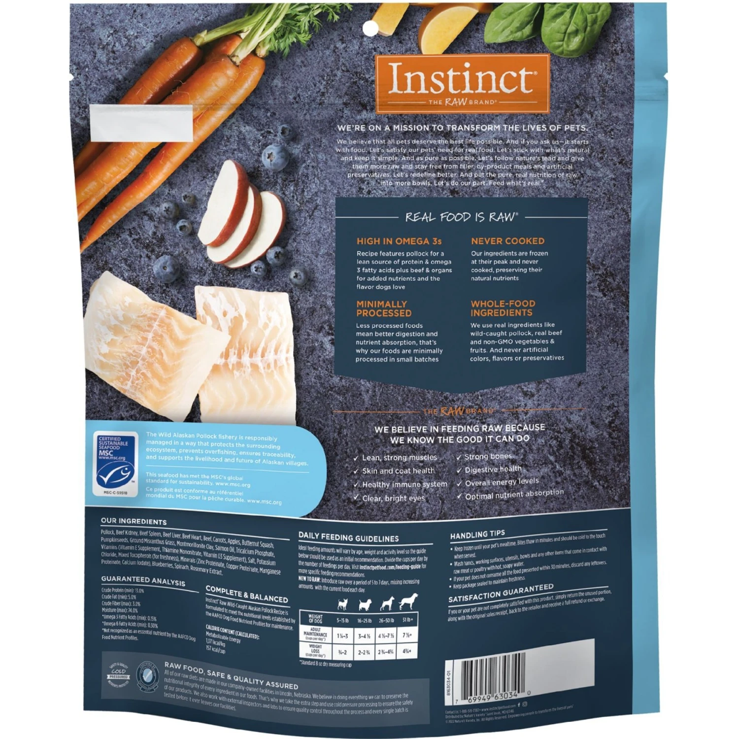 Instinct Frozen Raw Bites Grain-Free Wild-Caught Alaskan Pollock Recipe Fresh Dog Food, 5.4-lb Bag 4 Instinct Frozen Raw Bites Grain-Free Wild-Caught Alaskan Pollock Recipe Fresh Dog Food, 5.4-lb Bag - Image 2