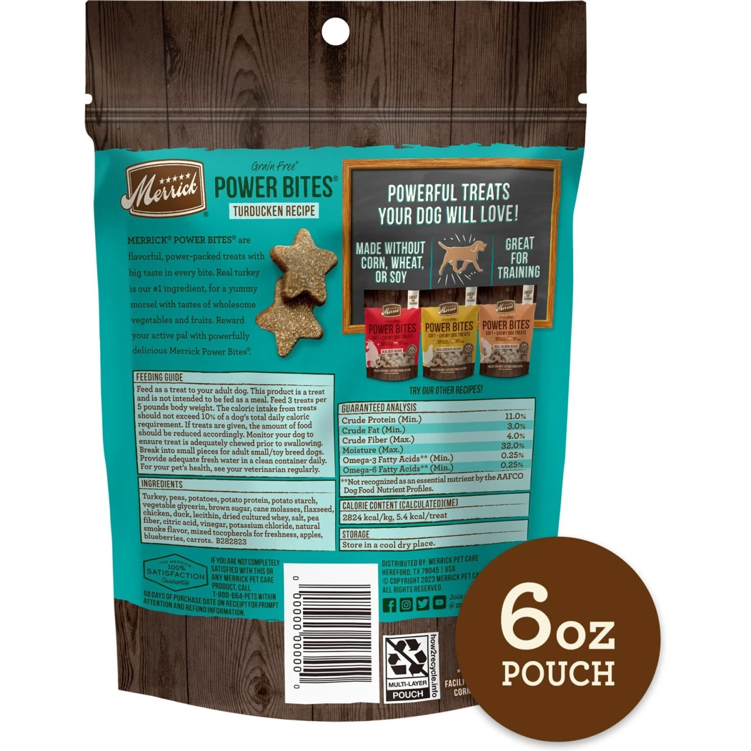 Merrick Power Bites Turducken Recipe Grain-Free Soft & Chewy Dog Treats 4 Merrick Power Bites Turducken Recipe Grain-Free Soft & Chewy Dog Treats - Image 2