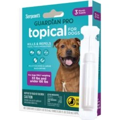 Sergeant's Guardian Dog Pro Flea & Tick Topical Treatment, 33-66-lb, 3 Count -Snuggle Paws 775086 PT5. AC SS1800 V1678905767