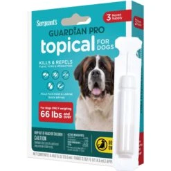 Sergeant's Guardian Dog Pro Flea & Tick Topical Treatment, Over 66-lb, 3 Count -Snuggle Paws 775102 PT5. AC SS1800 V1678905533