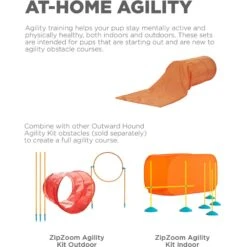 Outward Hound Zip & Zoom Closed Tunnel Chute Attachment With Metal Stakes Dog Agility Kit, Orange -Snuggle Paws 786494 PT2. AC SS1800 V1682628790