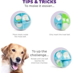Outward Hound A-Maze Ball Puzzle & Treat Maze Interactive Dog Toy, Green -Snuggle Paws 786510 PT3. AC SS1800 V1694440054
