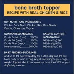CANIDAE PURE Real Chicken & Rice Bone Broth Wet Dog Food Topper, 5.5-oz Box, Case Of 6 -Snuggle Paws 787126 PT5. AC SS1800 V1678722431