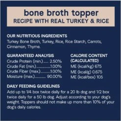 CANIDAE PURE Real Turkey & Rice Bone Broth Wet Dog Food Topper, 5.5-oz Box, Case Of 6 -Snuggle Paws 787142 PT5. AC SS1800 V1678722397