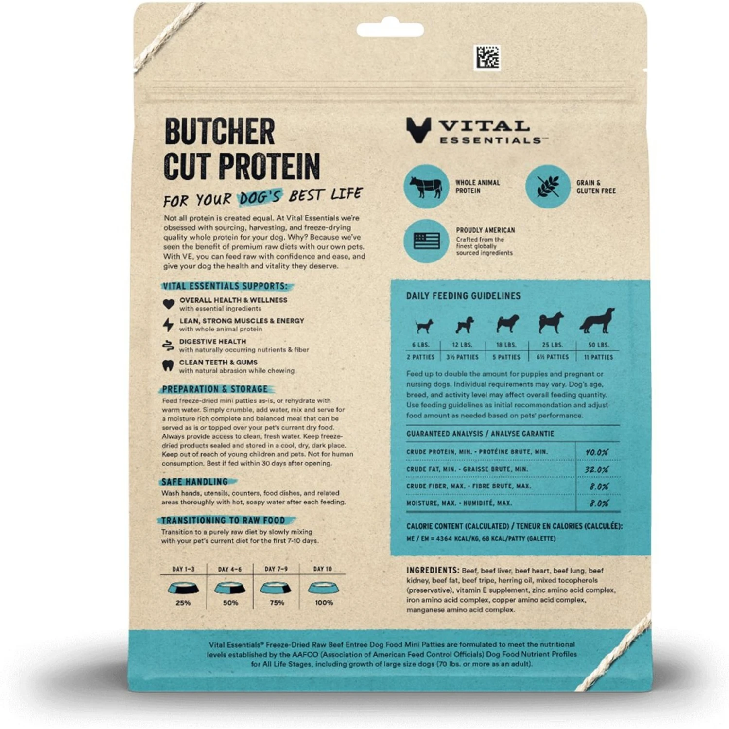 Vital Essentials Beef Mini Patties Freeze-Dried Raw Dog Food 4 Vital Essentials Beef Mini Patties Freeze-Dried Raw Dog Food - Image 2