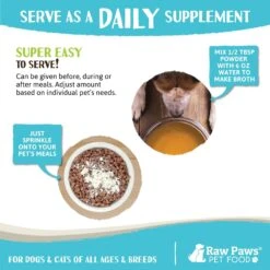 Raw Paws Grass-Fed Beef Bone Broth Powder Dog & Cat Food Topper, 6-oz Jar -Snuggle Paws 794654 PT4. AC SS1800 V1677784865