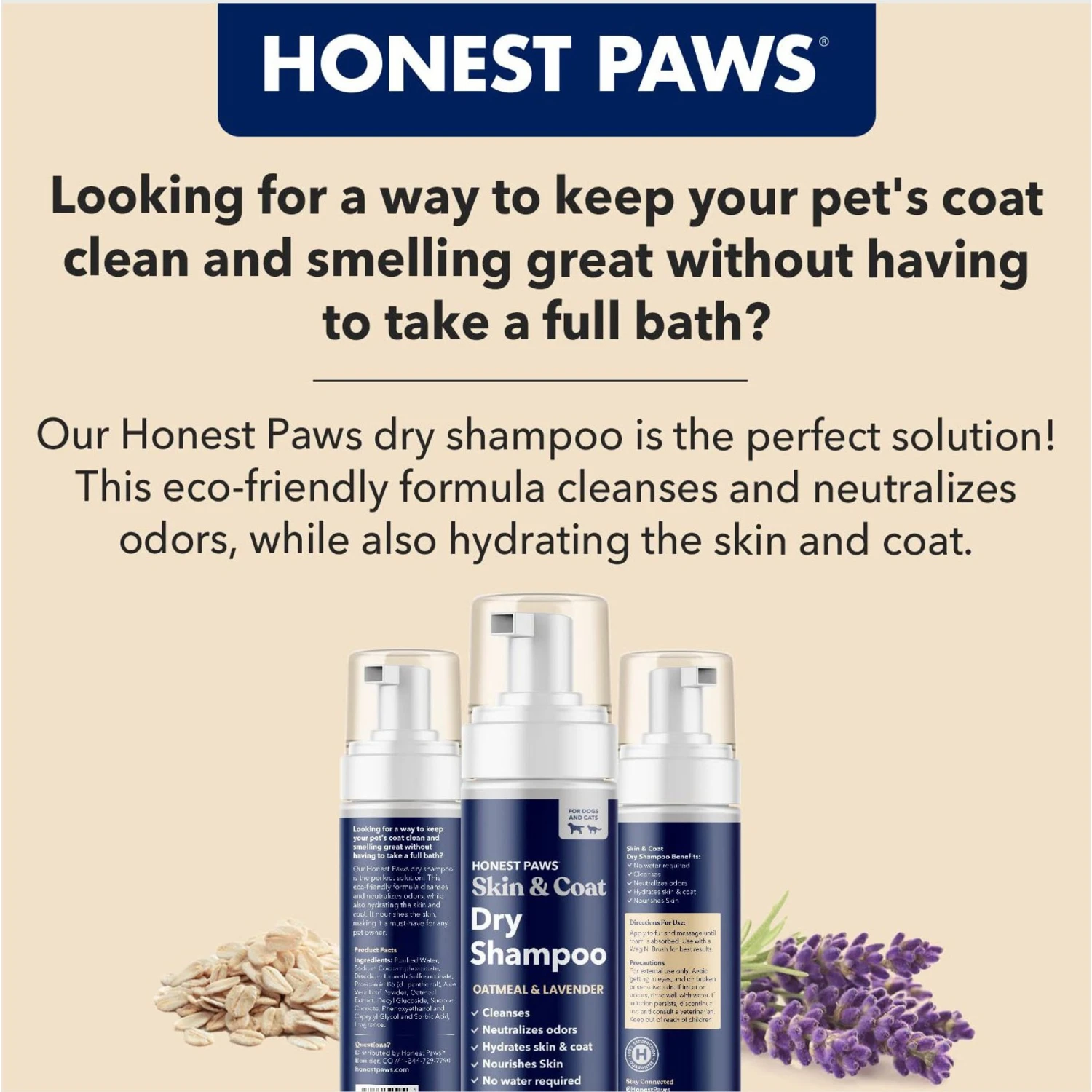 Honest Paws Hydrating Skin & Coat Waterless Dog Shampoo, 6.3-oz Bottle 7 Honest Paws Hydrating Skin & Coat Waterless Dog Shampoo, 6.3-oz Bottle - Image 5