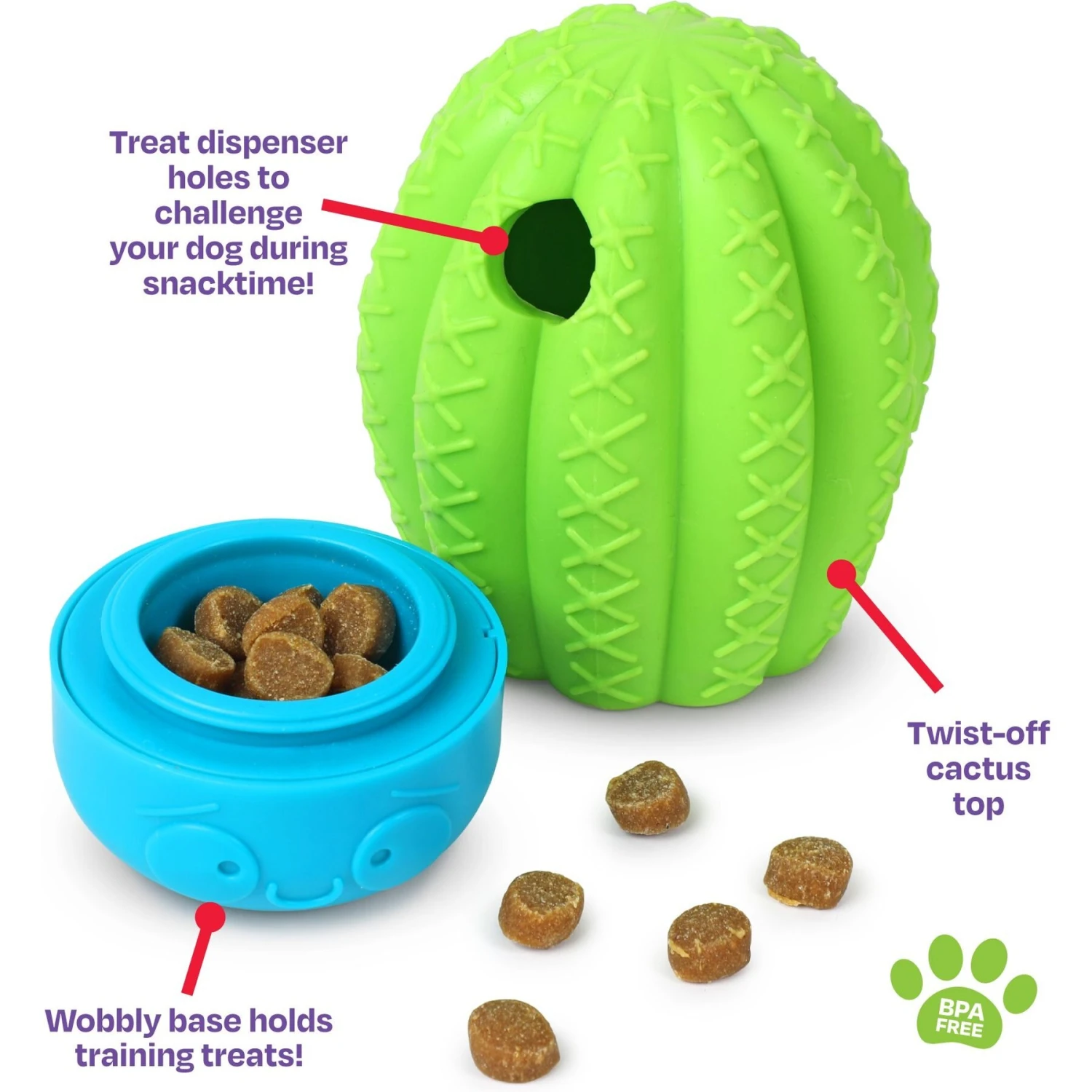 Brightkins Cactus Surprise! Treat Dispensing Dog Toy 5 Brightkins Cactus Surprise! Treat Dispensing Dog Toy - Image 3