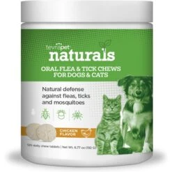 TevraPet Naturals Oral Flea & Tick Chew Supplement For Dogs & Cats, 120 Count