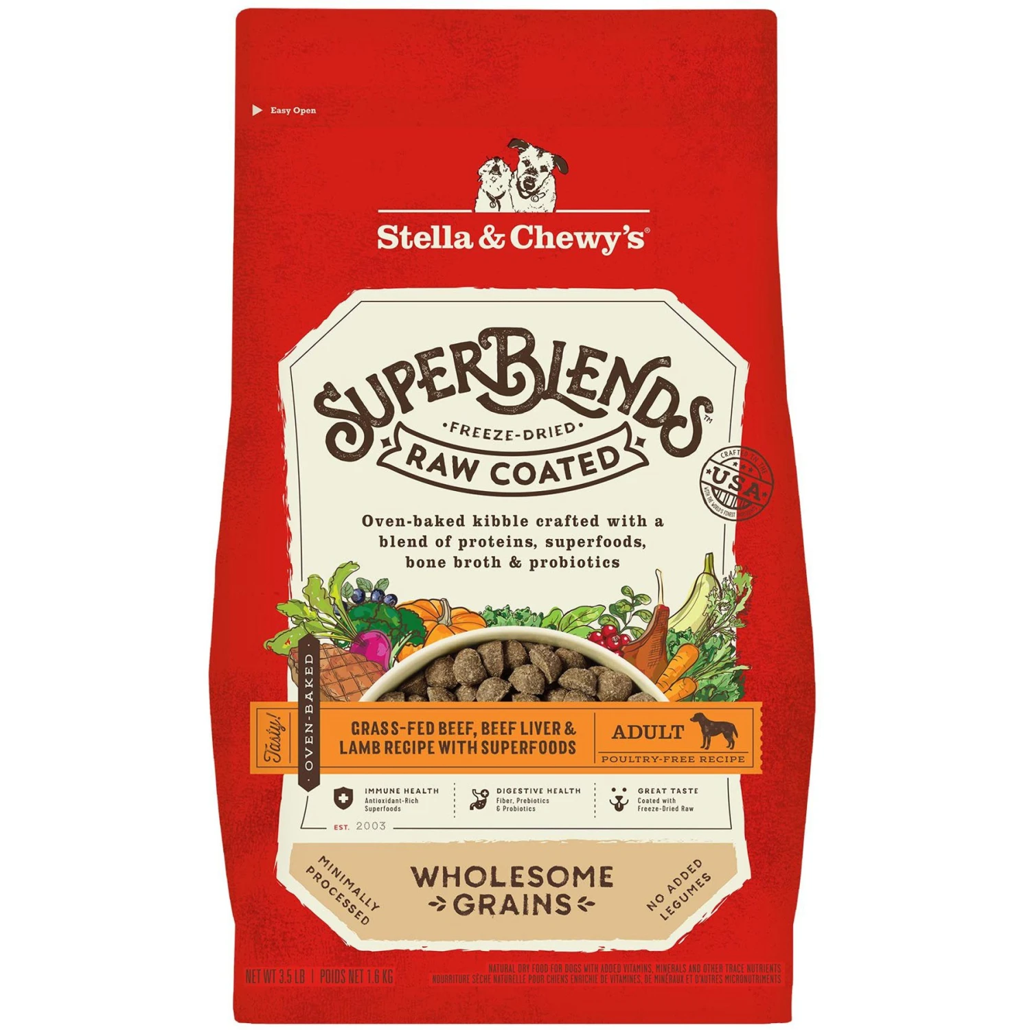 Stella & Chewy's SuperBlends Raw Coated Wholesome Grains Grass-Fed Beef, Beef Liver & Lamb Recipe With Superfoods Dry Dog Food 3 Stella & Chewy's SuperBlends Raw Coated Wholesome Grains Grass-Fed Beef, Beef Liver & Lamb Recipe With Superfoods Dry Dog Food