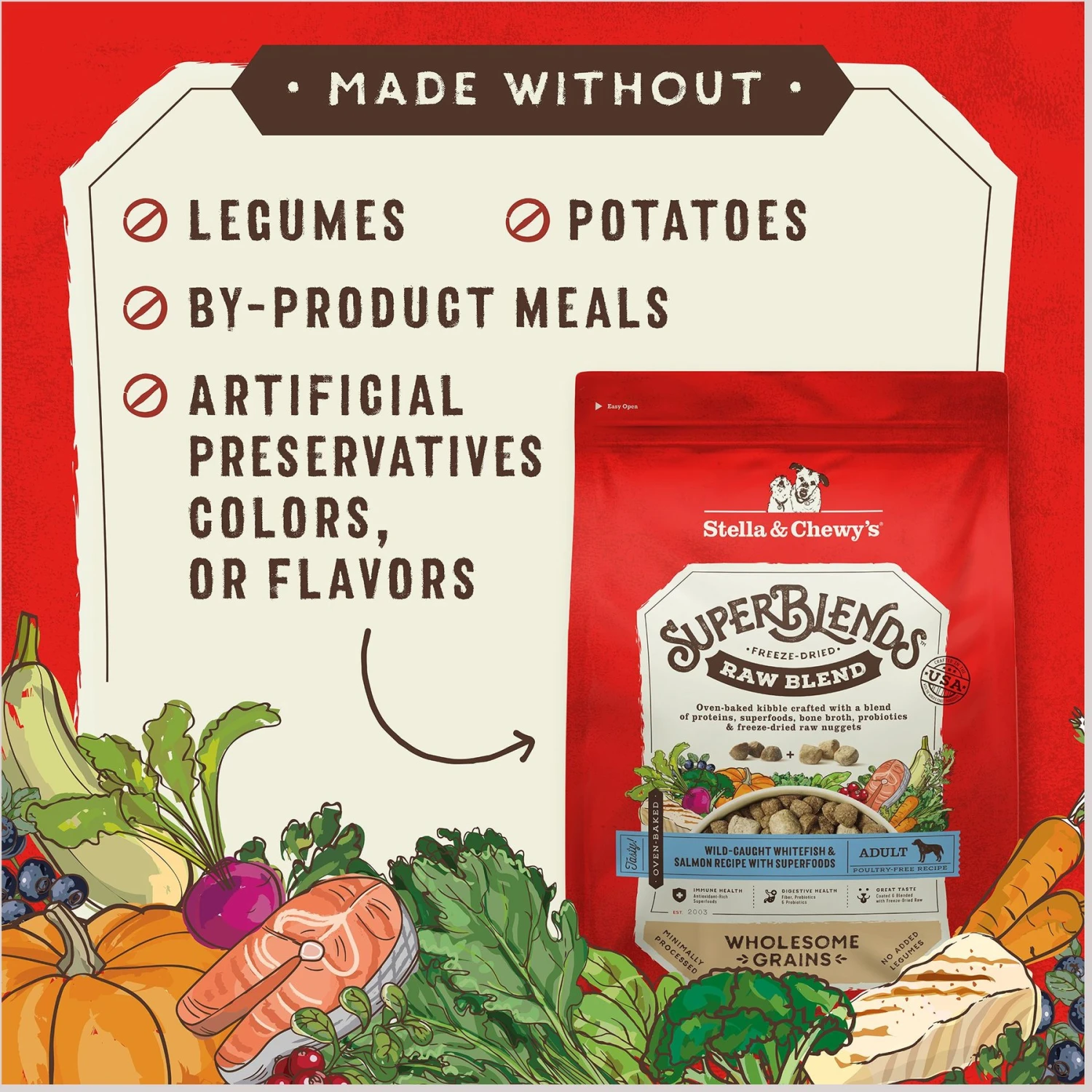 Stella & Chewy's SuperBlends Raw Blend Wholesome Grains Wild-Caught Whitefish & Salmon Recipe With Superfoods Dry Dog Food 6 Stella & Chewy's SuperBlends Raw Blend Wholesome Grains Wild-Caught Whitefish & Salmon Recipe With Superfoods Dry Dog Food - Image 4