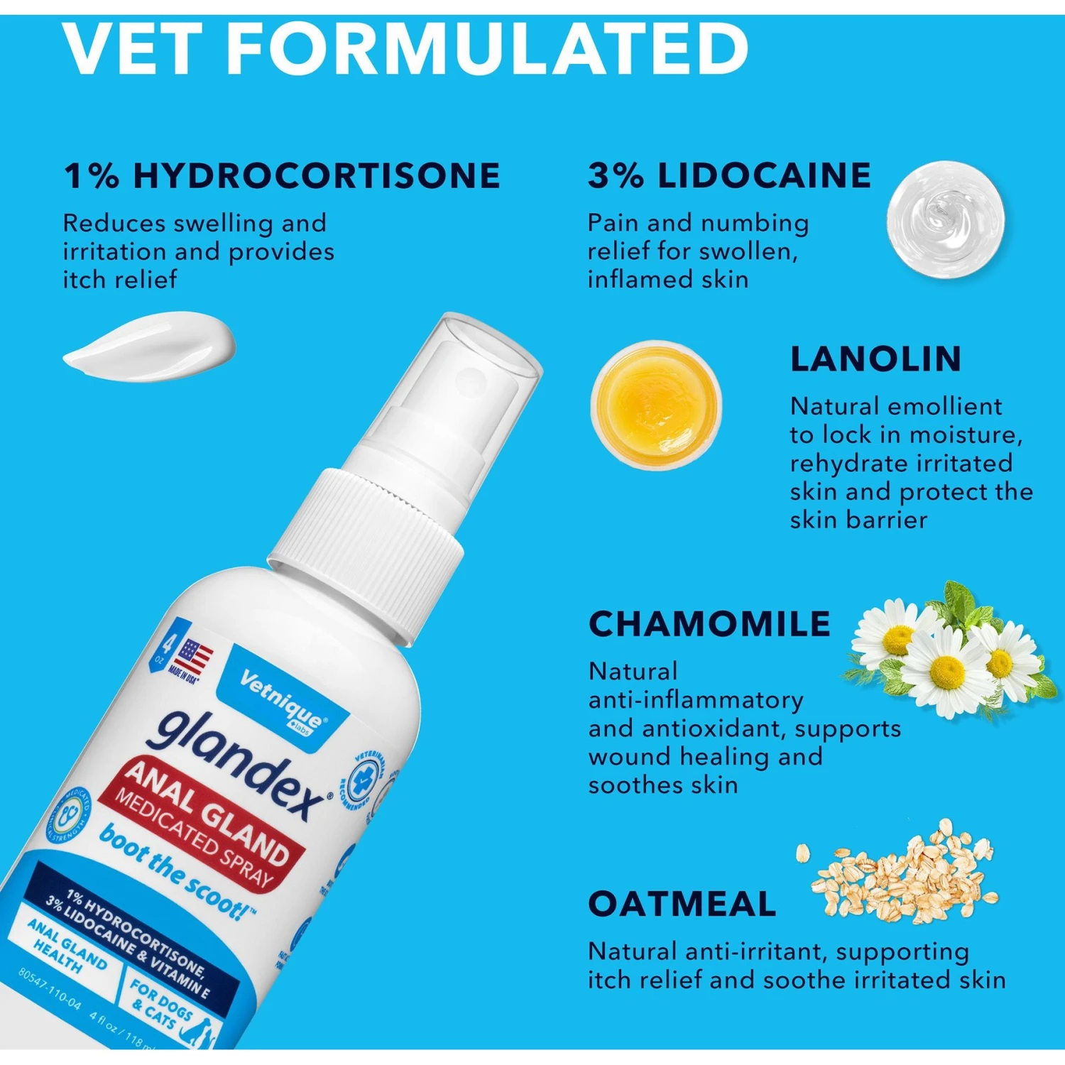 Vetnique Labs Glandex Wipes Rear End Anal Gland Cleansing & Deodorizing Hygienic Rear End Boot The Scoot Dog & Cat Wipes & Vetnique Labs Glandex Anal Gland Medicated Anti Itch Spray For Dogs & Cats, 4-oz Bottle 10 Vetnique Labs Glandex Wipes Rear End Anal Gland Cleansing & Deodorizing Hygienic Rear End Boot The Scoot Dog & Cat Wipes & Vetnique Labs Glandex Anal Gland Medicated Anti Itch Spray For Dogs & Cats, 4-oz Bottle - Image 8