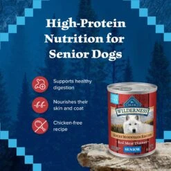 Blue Buffalo Wilderness Rocky Mountain Recipe Red Meat Dinner Senior Grain-Free Canned Dog Food -Snuggle Paws 84154 PT3. AC SS1800 V1646795531
