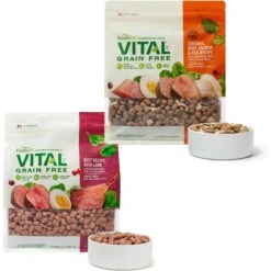 Freshpet Vital Beef & Lamb Grain-Free Fresh Dog Food & Freshpet Vital Chicken, Beef, Salmon & Egg Recipe Grain-Free Fresh Dog Food