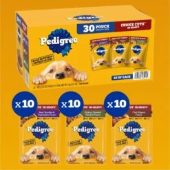 Iams Proactive Health MiniChunks Small Kibble Adult Chicken & Whole Grain Dry Dog Food & Pedigree Choice Cuts In Gravy Variety Pack Adult Wet Dog Food, 3.5-oz Pouch, Case Of 30 -Snuggle Paws 854542 PT4. AC SS1800 V1683809981