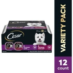 Cesar Classic Loaf In Sauce Filet Mignon & Porterhouse Steak Flavors Variety Pack Grain-Free Small Breed Adult Wet Dog Food Trays -Snuggle Paws 86450 PT2. AC SS1800 V1695655152