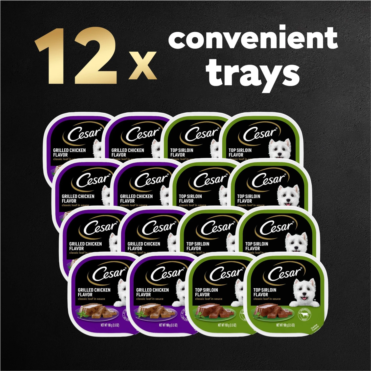 Cesar Classic Loaf In Sauce Top Sirloin & Grilled Chicken Flavors Variety Pack Grain-Free Small Breed Adult Wet Dog Food Trays 11 Cesar Classic Loaf In Sauce Top Sirloin & Grilled Chicken Flavors Variety Pack Grain-Free Small Breed Adult Wet Dog Food Trays - Image 9