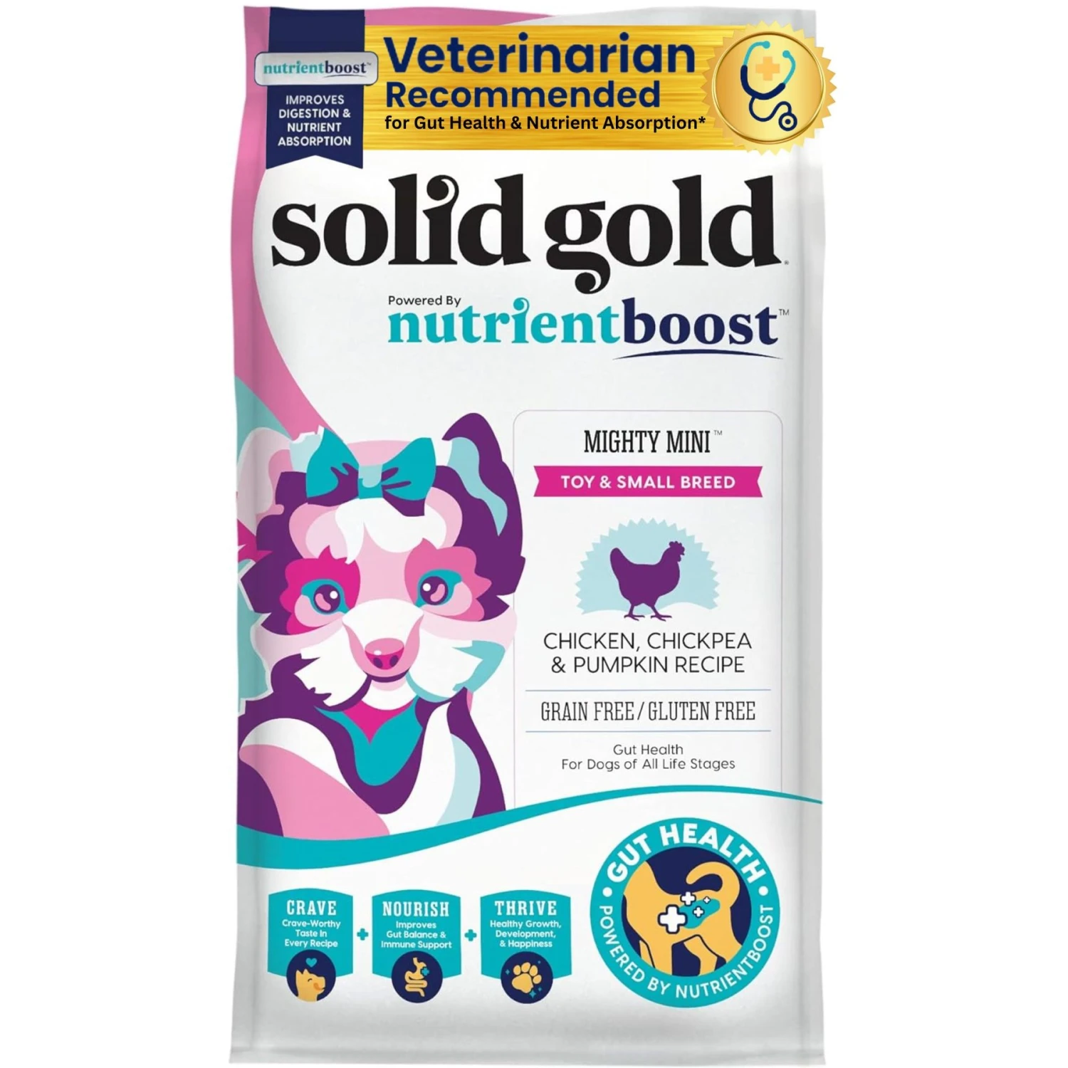 Solid Gold NutrientBoost Mighty Mini Gut Health Small & Toy Breed Grain-Free Chicken, Chickpea & Pumpkin Dry Dog Food 3 Solid Gold NutrientBoost Mighty Mini Gut Health Small & Toy Breed Grain-Free Chicken, Chickpea & Pumpkin Dry Dog Food