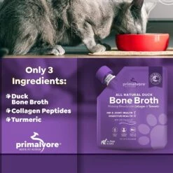 Primalvore All Natural Duck Bone Broth With Collagen + Turmeric Dog & Cat Food Topping, 12-oz Bag, 6 Count -Snuggle Paws 871318 PT3. AC SS1800 V1688391389