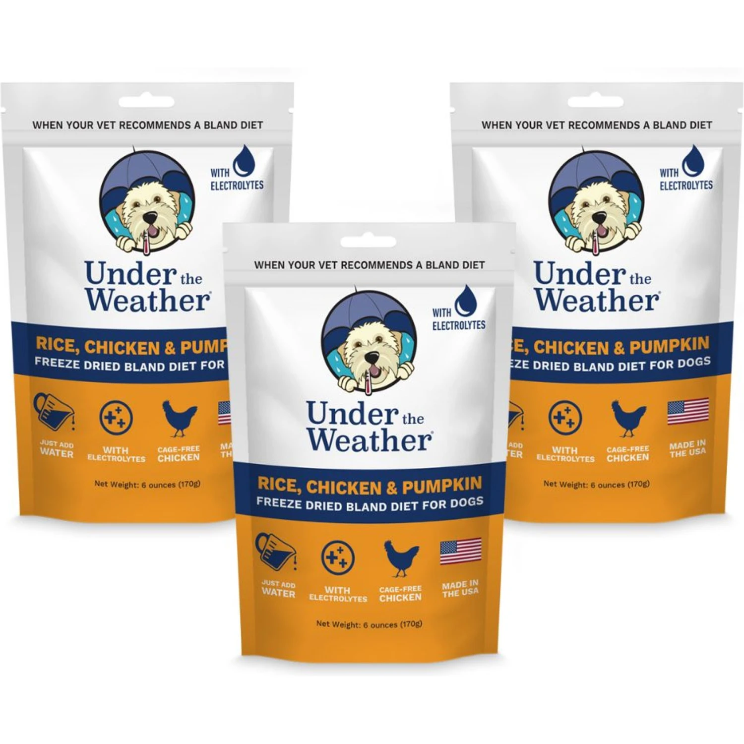 Under The Weather Rice, Chicken & Pumpkin Freeze-Dried Dog Food, 6-oz Bag, 3 Count 3 Under The Weather Rice, Chicken & Pumpkin Freeze-Dried Dog Food, 6-oz Bag, 3 Count