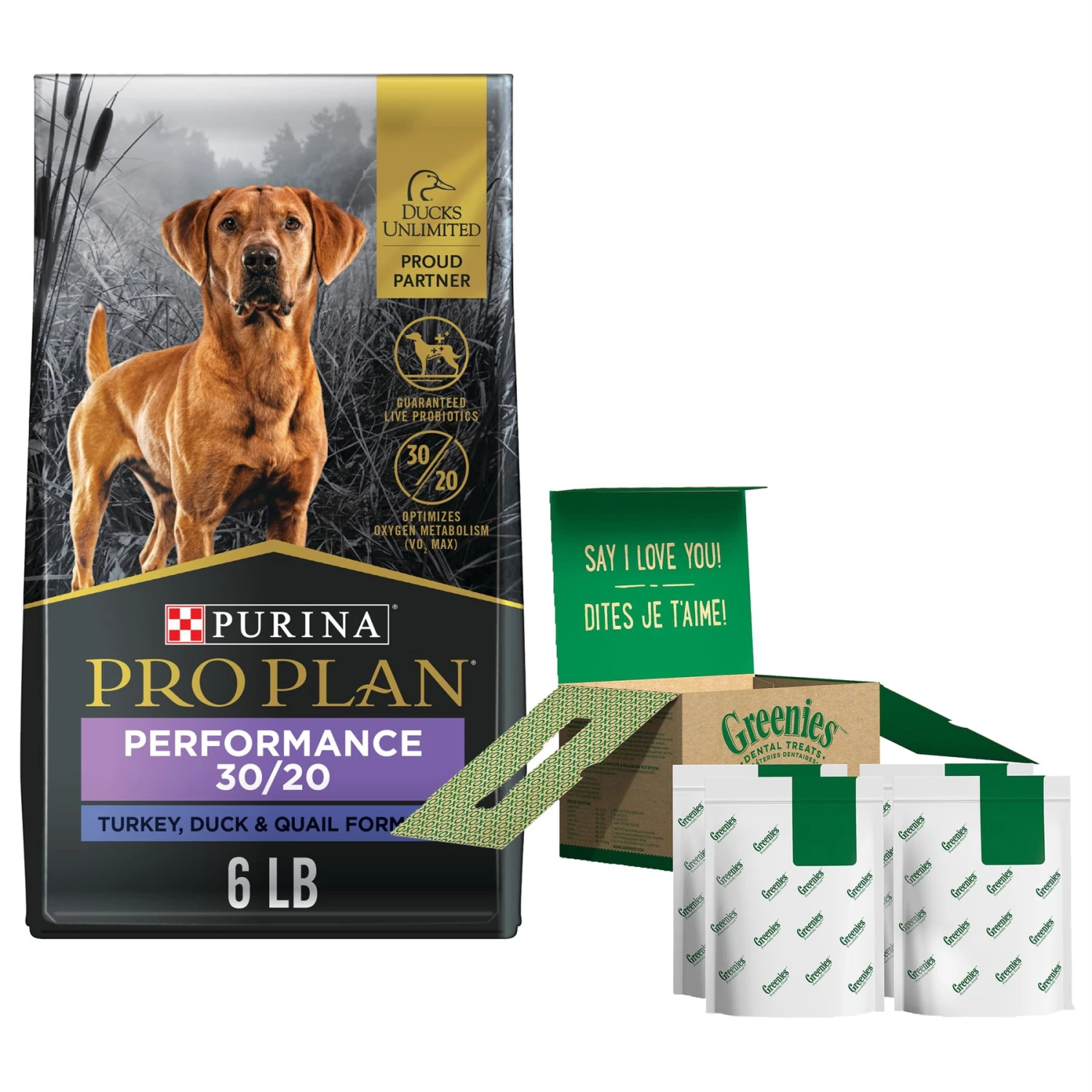 Purina Pro Plan Sport Performance All Life Stages High-Protein 30/20 Turkey, Duck & Quail Formula Dry Dog Food & Greenies Regular Dental Dog Treats 3 Purina Pro Plan Sport Performance All Life Stages High-Protein 30/20 Turkey, Duck & Quail Formula Dry Dog Food & Greenies Regular Dental Dog Treats