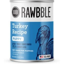 BIXBI Rawbble Grain-Free Canned Turkey Recipe Wet Dog Food For Puppies, 12.5-oz Can, Case Of 12
