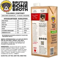 Brutus Broth Bone Broth Beef Flavor Hip & Joint Human-Grade Dog Food Topper, 32-oz Box & Brutus Broth Bone Broth Chicken Flavor Hip & Joint Human-Grade Dog Food Topper, 32-oz Box -Snuggle Paws 916422 PT7. AC SS1800 V1689882245