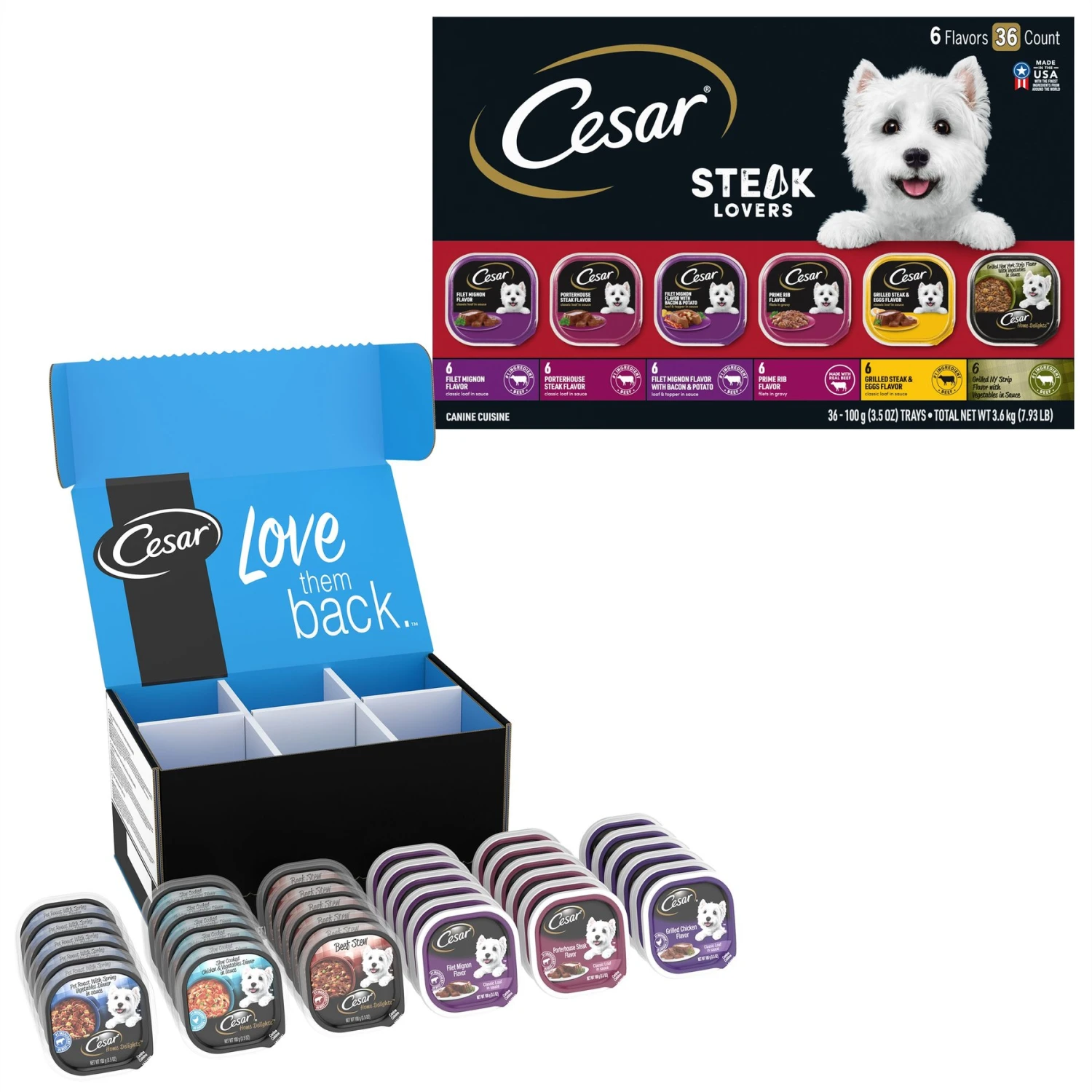 Cesar Home Delights & Classic Loaf In Sauce Variety Pack Small Breed Adult Wet Dog Food Trays & Cesar Steak Lovers Variety Pack Small Breed Adult Wet Dog Food Trays 3 Cesar Home Delights & Classic Loaf In Sauce Variety Pack Small Breed Adult Wet Dog Food Trays & Cesar Steak Lovers Variety Pack Small Breed Adult Wet Dog Food Trays