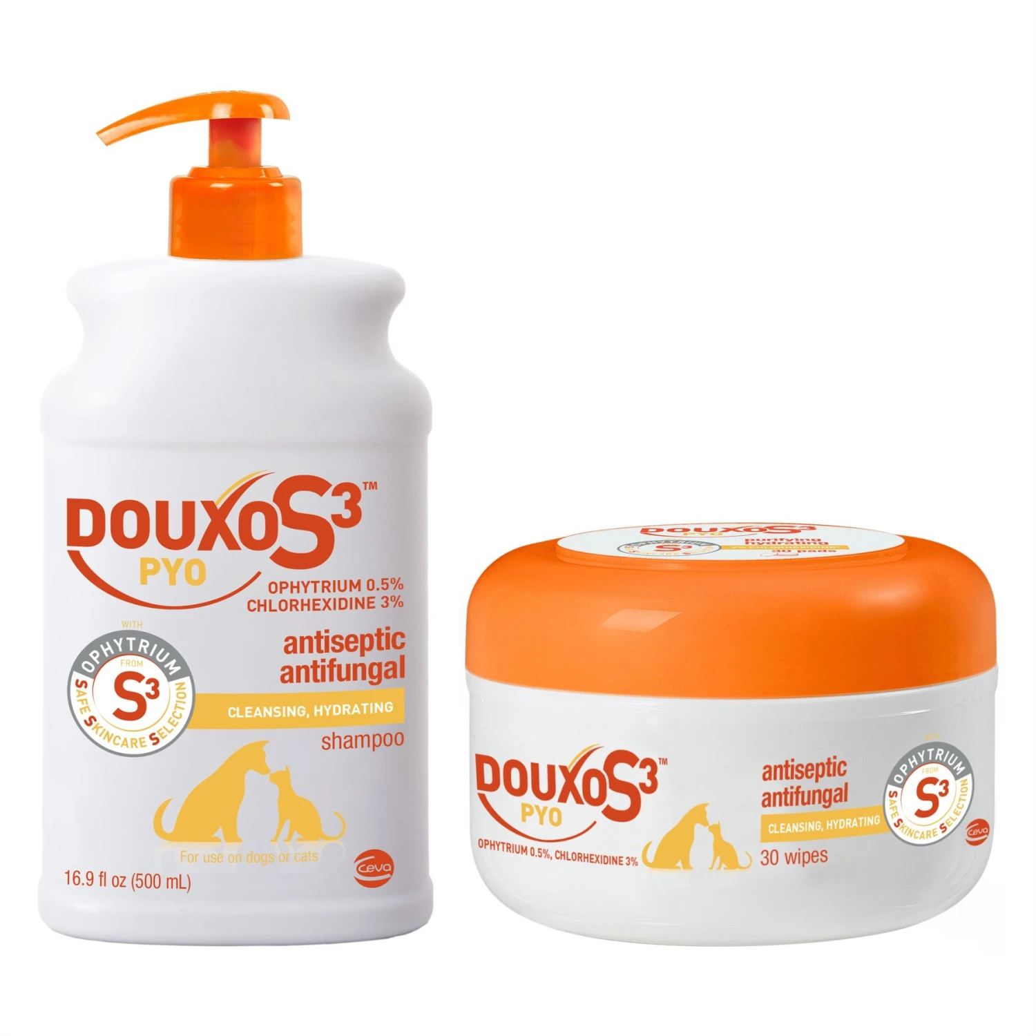 Douxo S3 PYO Antiseptic Antifungal Chlorhexidine Dog & Cat Wipes 30 Count & Douxo S3 PYO Antiseptic Antifungal Chlorhexidine Dog & Cat Shampoo 3 Douxo S3 PYO Antiseptic Antifungal Chlorhexidine Dog & Cat Wipes 30 Count & Douxo S3 PYO Antiseptic Antifungal Chlorhexidine Dog & Cat Shampoo