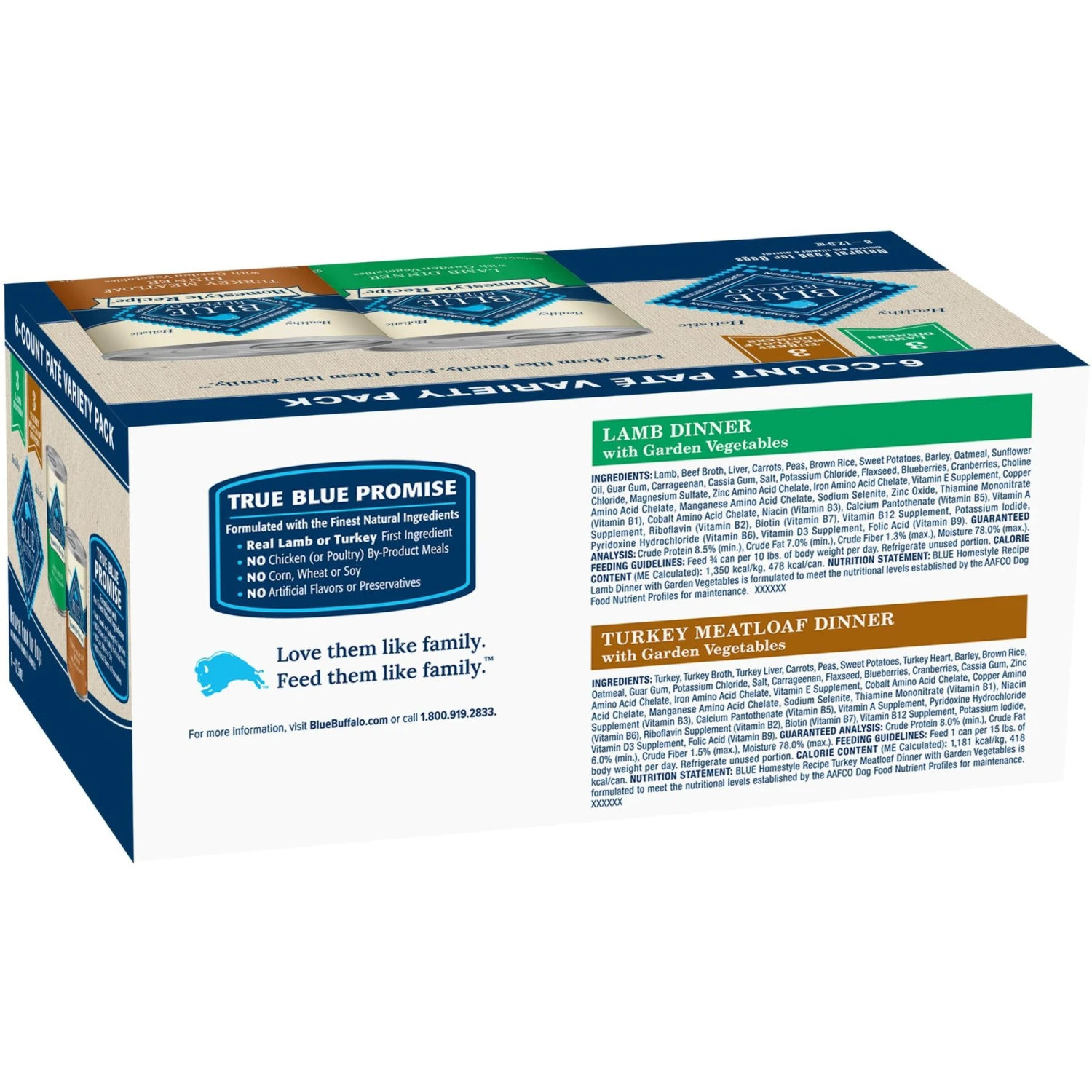 Blue Buffalo Homestyle Recipe Variety Pack Adult Lamb & Turkey Canned Dog Food, 12.5-oz, Case Of 6 4 Blue Buffalo Homestyle Recipe Variety Pack Adult Lamb & Turkey Canned Dog Food, 12.5-oz, Case Of 6 - Image 2