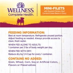 Wellness Petite Entrees Mini-Filets Chicken & Beef In Gravy Small Breed Natural Wet Dog Food, 3-oz Cup, 12 Count -Snuggle Paws 931582 PT5. AC SS1800 V1692110589