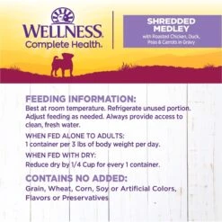 Wellness Petite Entrees Shredded Medley Chicken & Duck Small Breed Natural Wet Dog Food, 3-oz Cup, 12 Count -Snuggle Paws 931630 PT5. AC SS1800 V1692111481