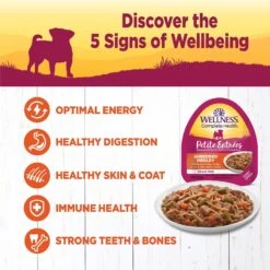 Wellness Petite Entrees Shredded Medley Chicken & Turkey Small Breed Natural Wet Dog Food, 3-oz Cup, 12 Count -Snuggle Paws 931646 PT2. AC SS1800 V1692110534