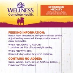 Wellness Petite Entrees Shredded Medley Chicken & Turkey Small Breed Natural Wet Dog Food, 3-oz Cup, 12 Count -Snuggle Paws 931646 PT5. AC SS1800 V1692110533