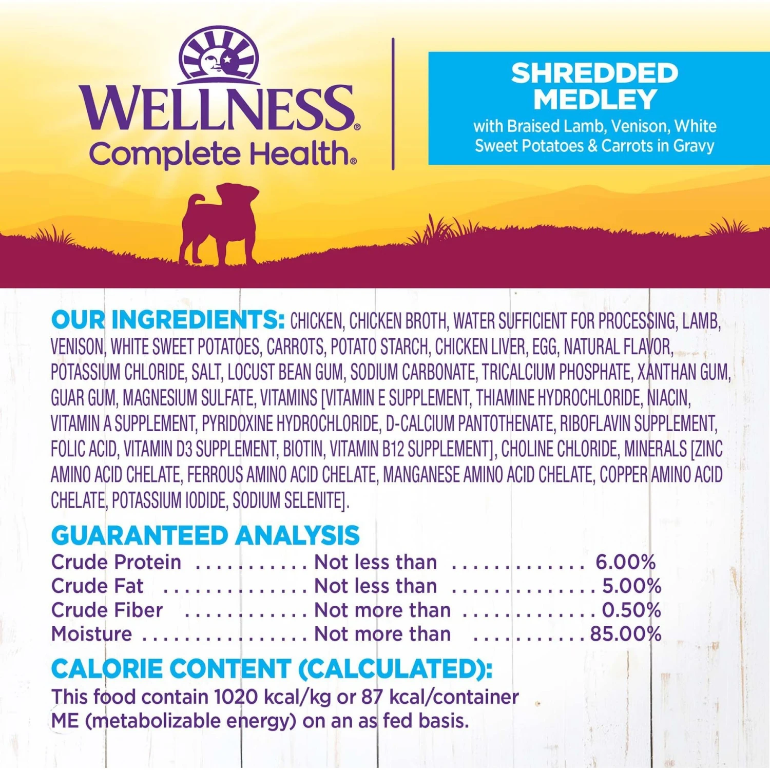 Wellness Petite Entrees Shredded Medley Lamb & Venison Small Breed Natural Wet Dog Food, 3-oz Cup, 12 Count 7 Wellness Petite Entrees Shredded Medley Lamb & Venison Small Breed Natural Wet Dog Food, 3-oz Cup, 12 Count - Image 5