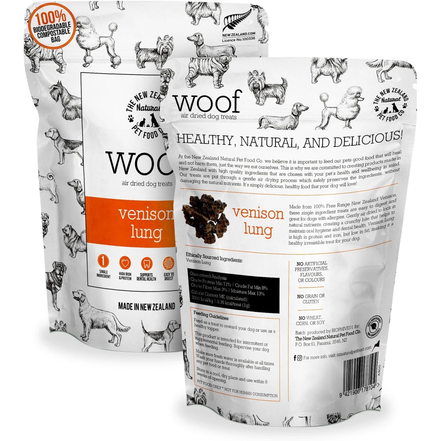 The New Zealand Natural Pet Food Co. Woof Venison Lung Air Dried Dog Treat, 1.76-oz Bag 4 The New Zealand Natural Pet Food Co. Woof Venison Lung Air Dried Dog Treat, 1.76-oz Bag - Image 2