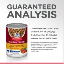 Hill's Science Diet Adult 7+ Healthy Cuisine Roasted Chicken, Carrots & Spinach Stew Canned Dog Food 17 Hill's Science Diet Adult 7+ Healthy Cuisine Roasted Chicken, Carrots & Spinach Stew Canned Dog Food -Snuggle Paws 94004 PT6. AC SS1800 V1598145077