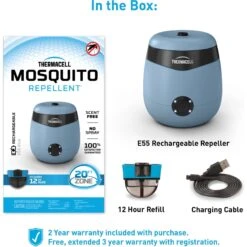 Thermacell E55 Rechargable Mosquito Repeller & Thermacell Rechargeable Mosquito Repellent Refills, 36 Hours -Snuggle Paws 947406 PT2. AC SS1800 V1693602688