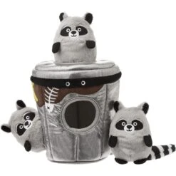 Frisco Trash Can & Raccoons Hide & Seek Puzzle Plush Squeaky Dog Toy & ZippyPaws Burrow Squeaky Hide & Seek Plush Dog Toy, Hedgehog Den -Snuggle Paws 947446 PT1. AC SS1800 V1693602685