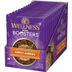 Wellness Bowl Boosters Simply Shreds Tuna, Beef & Carrots Natural Grain-Free Wet Dog Food Mixer Or Topper, 2.8-oz Pouch, Case Of 12 & Wellness Bowl Boosters Simply Shreds Chicken Liver & Broccoli Natural Grain-Free Wet Dog Food Mixer Or Topper, 2.8-oz Pouch, Case Of 12 -Snuggle Paws 971566 PT5. AC SS1800 V1696339107