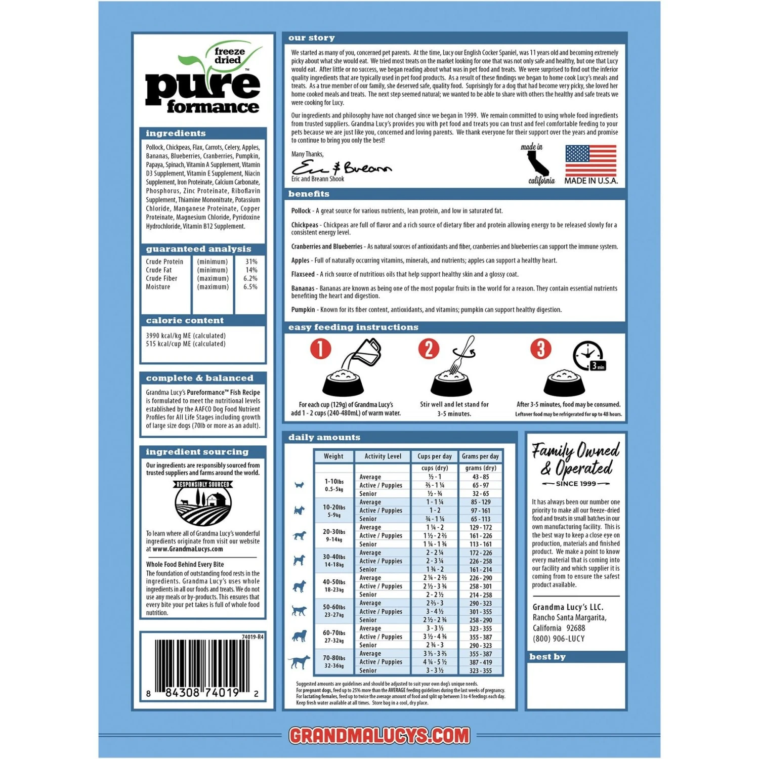 Grandma Lucy's Pureformance Fish Recipe Grain-Free Freeze-Dried Dog Food 4 Grandma Lucy's Pureformance Fish Recipe Grain-Free Freeze-Dried Dog Food - Image 2