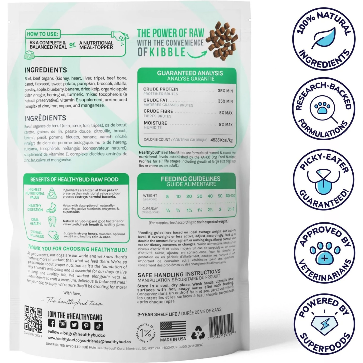 Healthybud Beef Meal Bites Freeze-Dried Dog Food, 14-oz Bag 4 Healthybud Beef Meal Bites Freeze-Dried Dog Food, 14-oz Bag - Image 2