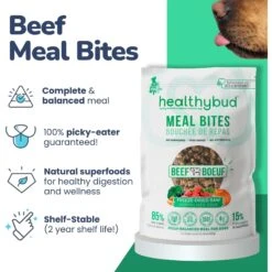 Healthybud Beef Meal Bites Freeze-Dried Dog Food, 14-oz Bag 14 Healthybud Beef Meal Bites Freeze-Dried Dog Food, 14-oz Bag -Snuggle Paws 992558 PT3. AC SS1800 V1702938491